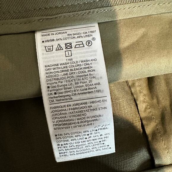 Banana Republic Seahaven Straight Italian Cotton Linen Pant Olive Green 14 - Picture 7 of 11